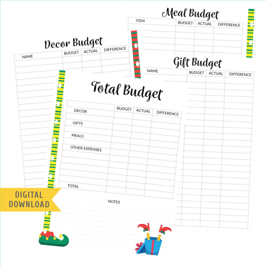 Christmas Budget Planner Pages. Instant Download.