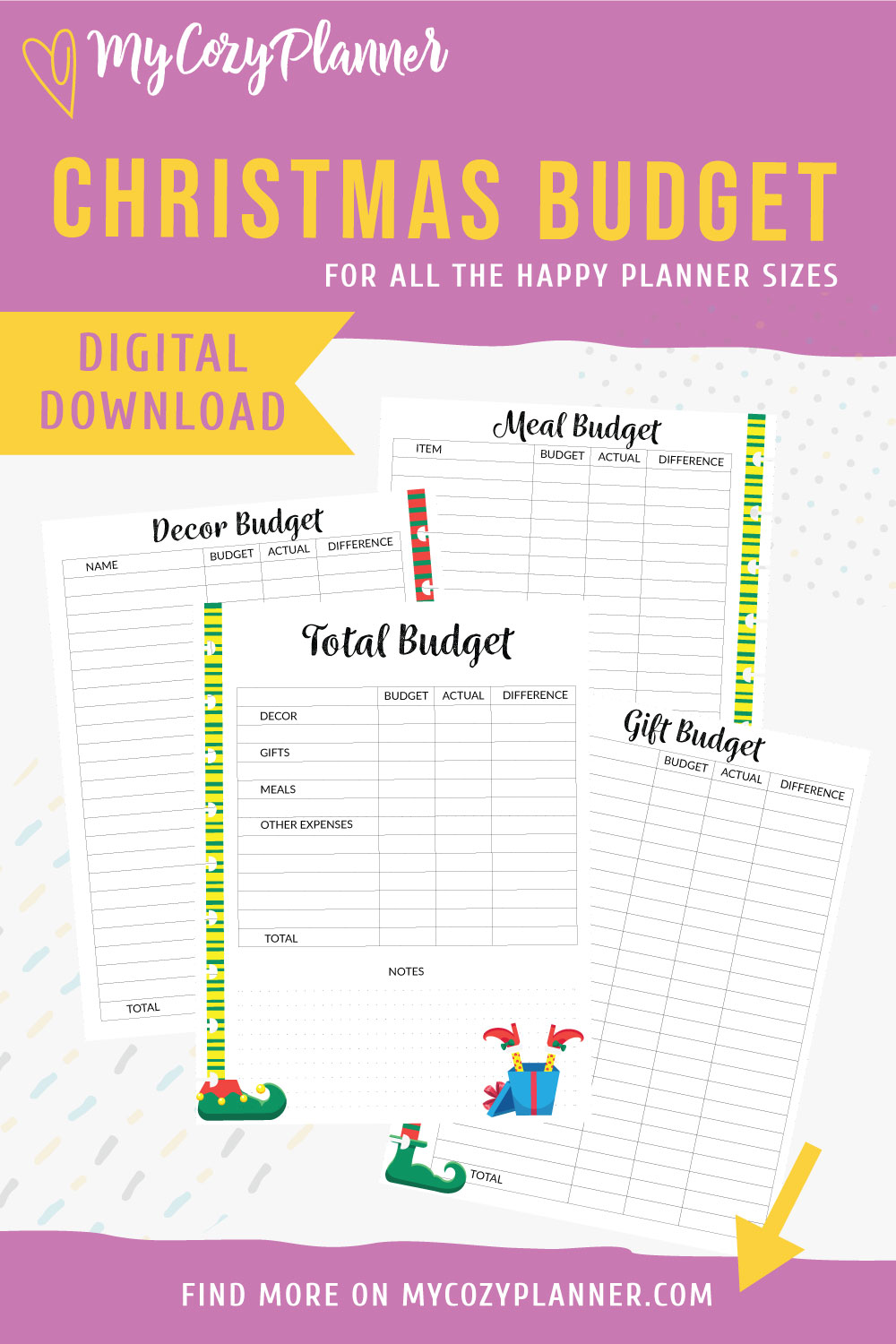 Christmas Budget Planner Pages. Instant Download.