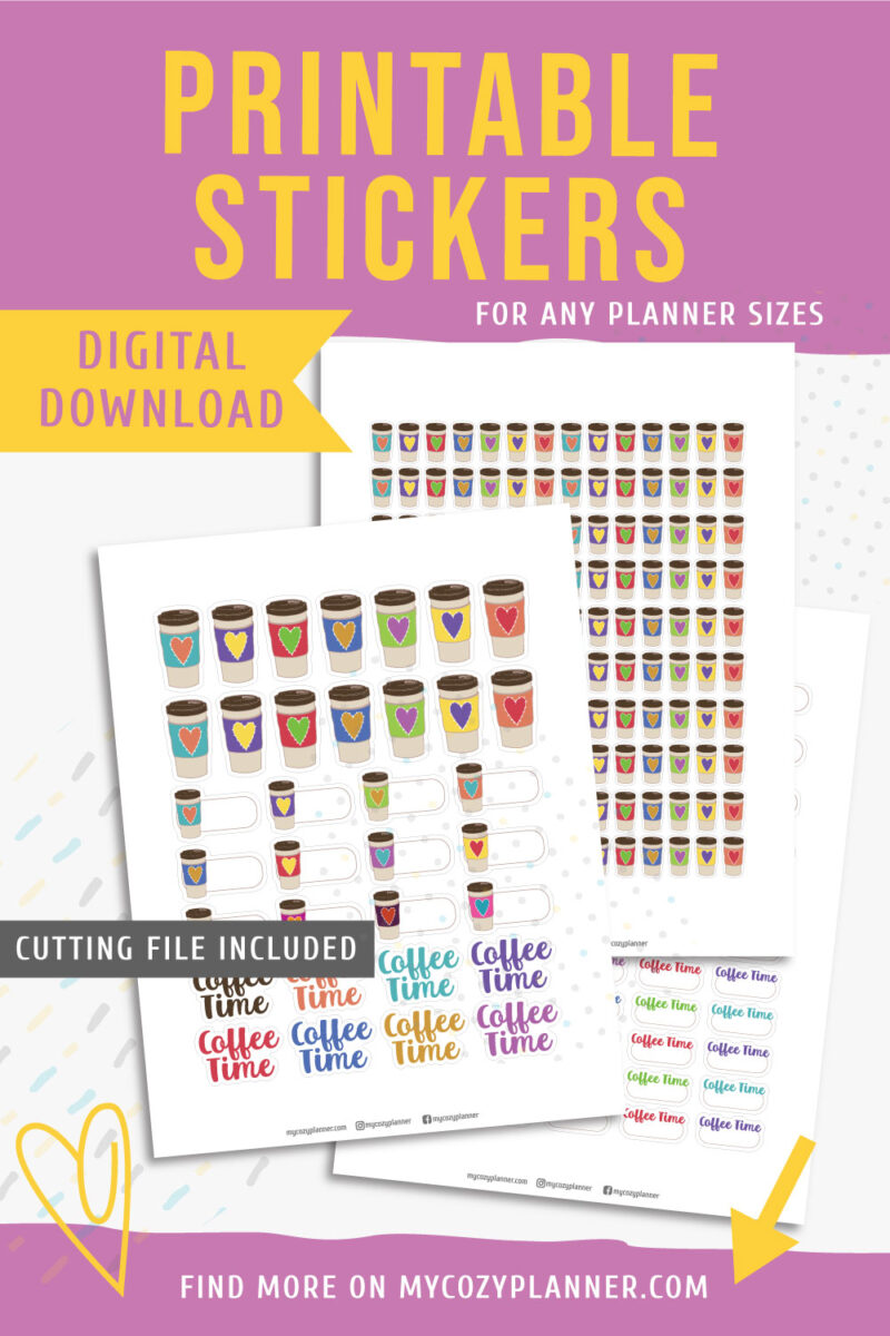 Coffee Time Stickers. Printable Planner Stickers. - MY COZY PLANNER