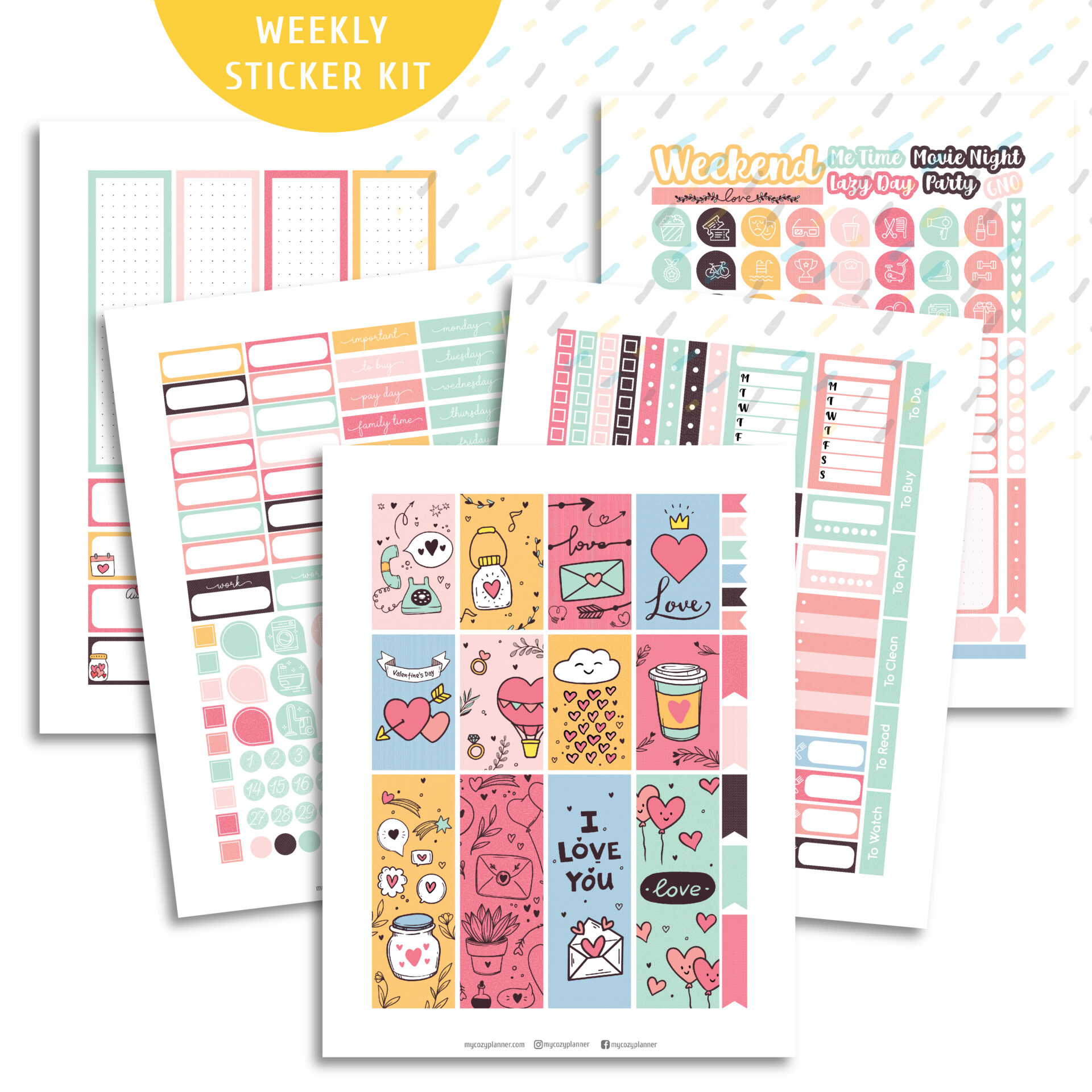 Free planner stickers. Black full box stickers. Free digital